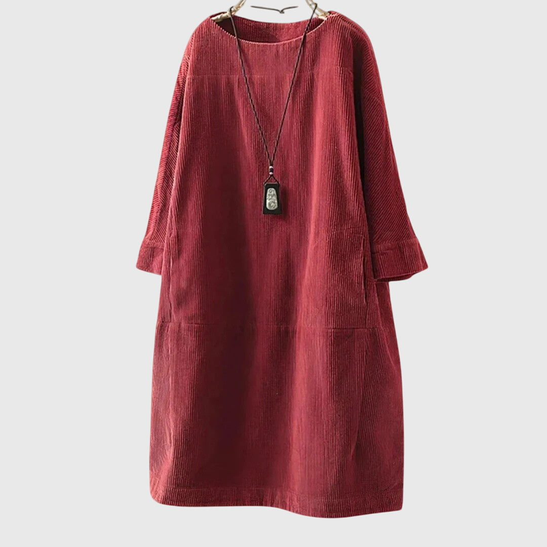 Grace | Afslappet Corduroy Midi Kjole