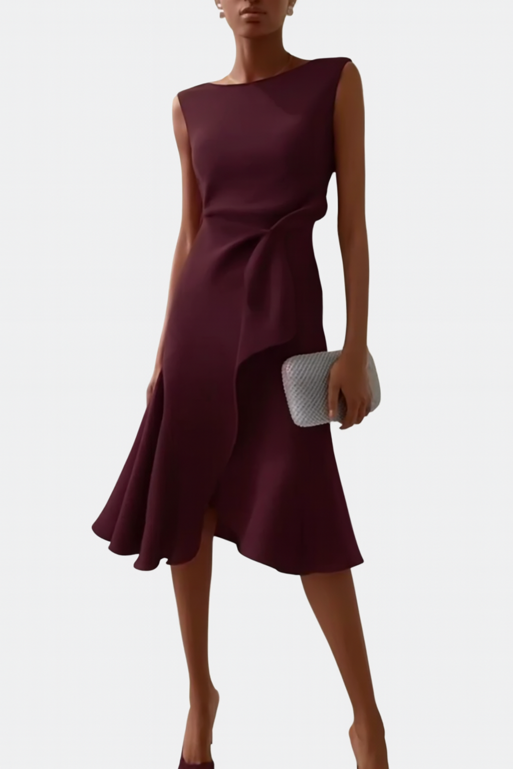 Eleanor | Kvinders Draperet Asymmetrisk Midi Kjole