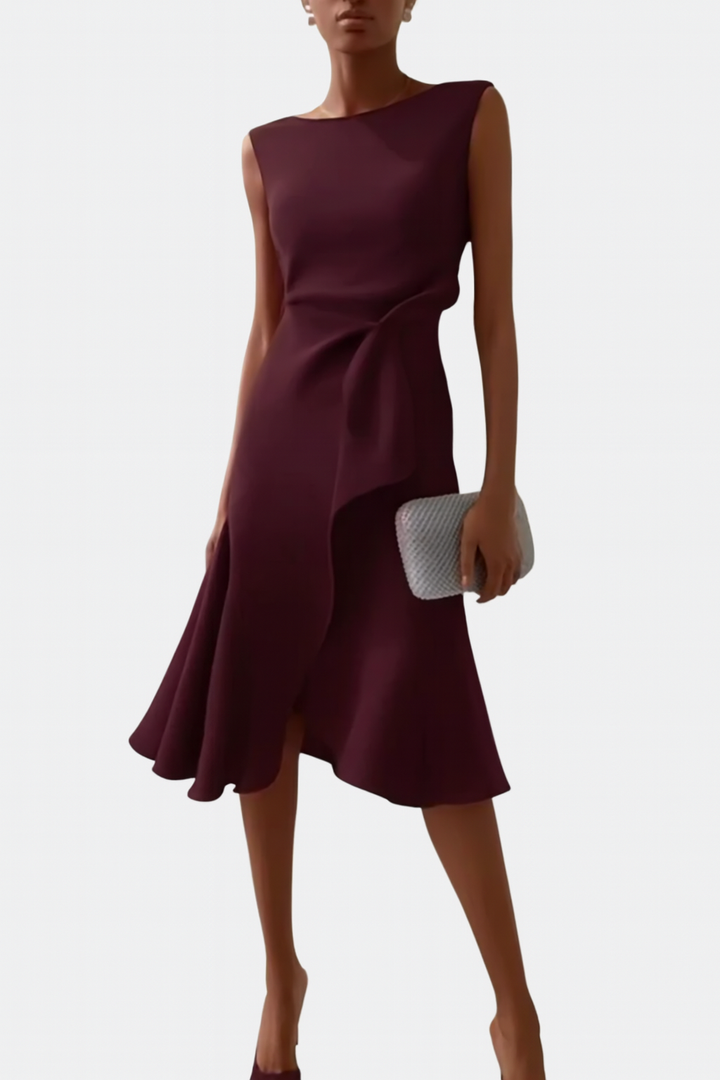 Eleanor | Kvinders Draperet Asymmetrisk Midi Kjole